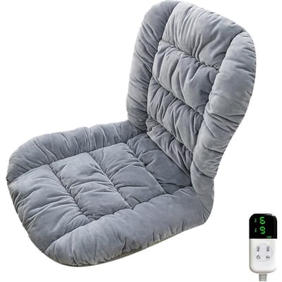Coussin de siège en tissu pelucheux, coussin de siège USB avec bandes antidérapantes pour chaise de bureau, chaise d'hiver épaisse, garde au chaud, chaise d'ordinateur gris