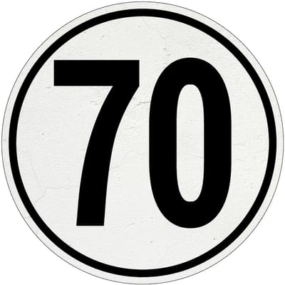 Tempo 70 bord | Sign Again materiaal | 10 cm