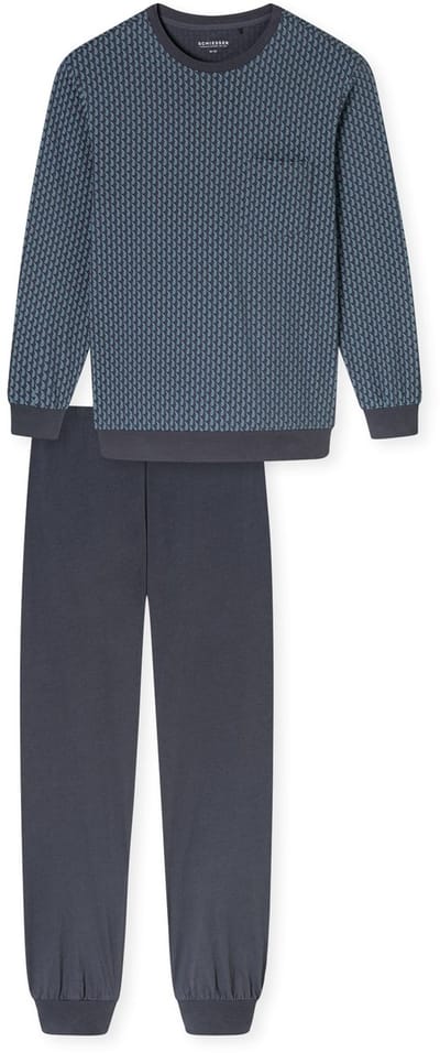 Schiesser Pyjama met print graphit-blauw