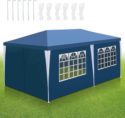 Partytent - Feesttent Tuintent - Buitenfeesten Organiseren - Waterdicht PE Zeil - 3 x 6 m - Blauw