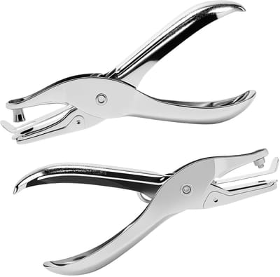 2 stuks enkelvoudige gaatjestang, ronde perforator, handperforator voor papier en knutselmateriaal, nauwkeurig ponsen voor kaarten, foto’s, scrapbooking en labels, compact