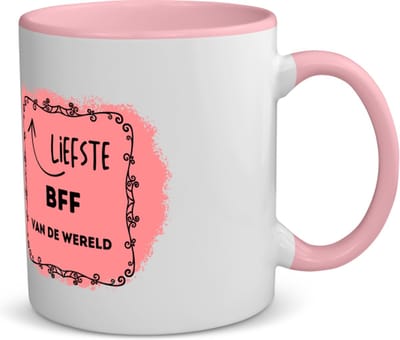 Akyol - liefste bff van de wereld koffiemok - theemok - roze - Vriend - de liefste bff - verjaardag - cadeautje voor beste vriend - kado - geschenk - 350 ML inhoud