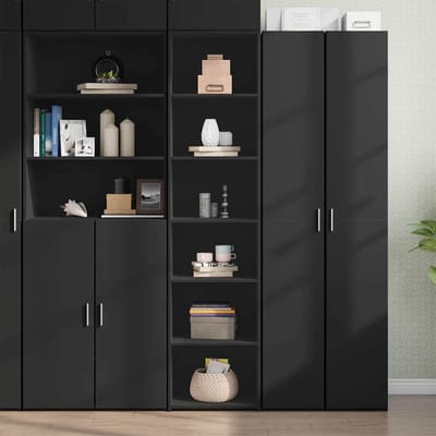 vidaXL - Hoge - kast - 45x41x185 - cm - bewerkt - hout - zwart