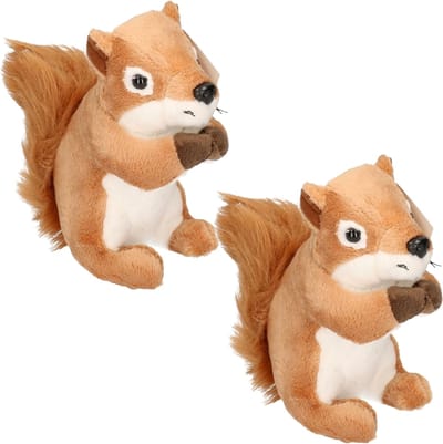 Cornelissen Eekhoorn - Set van 2x stuks - knuffel - pluche - zacht -14 cm - Bosdieren