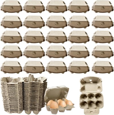 Pack 25 Eierendozen 6 Eieren Kartonnen Eierhouder voor Opslag en Transport - Koelkast en Keuken