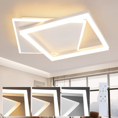 NETTLIFE LED Plafondlamp - vierkant - wit - Dimbaar 3000-6000K -slaapkamerlamp met afstandsbediening 42W - modern keukenlamp van acryl voor woonkamer | keuken