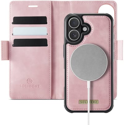 Solidenz Luxe 2-in-1 Wallet Hoesje geschikt voor iPhone 16 - Geschikt voor MagSafe Hoes - Afneembare Case - Roze