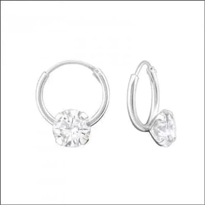 Aramat Jewels | Oorringen | Zilveren Kinder Oorringen Transparante Zirkonia – 12mm 925 Zilver 5mm Steen | | | |12mm | Zilver | Kinderen, Volwassenen | Verkleurd niet