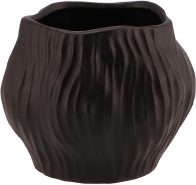 DK Design Bloempot/plantenpot organisch model Multan - zwart - D13 x H11 cm - voor binnen
