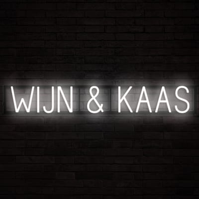 WIJN & KAAS - Lichtreclame Neon LED bord verlicht | SpellBrite | 100,17 x 16 cm | 6 Dimstanden & 8 Lichtanimaties | Reclamebord neon verlichting