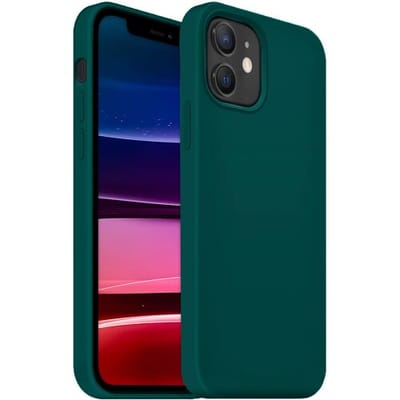 Coverzs Luxe Liquid Silicone case geschikt voor Apple iPhone 12 / 12 Pro - beschermhoes - siliconen backcover - optimale bescherming - donkergroen