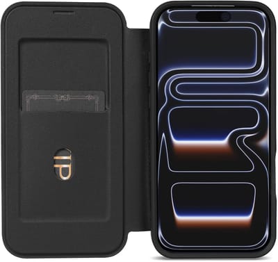 Portemonnee Hoesje Geschikt voor Apple iPhone 17 Pro | Compatibel met MagSafe | Wallet Book Case met Magneet | Beschermhoes met Pasjeshouder | Transparant / Zwart