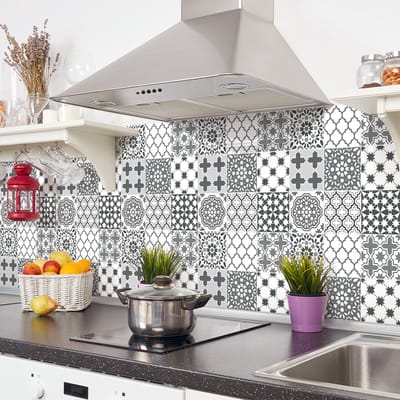 Zelfklevende tegelmuurstickers voor keuken en badkamer - 24 Nadja Azulejo tegelstickers - 24 stickers 10x10cm