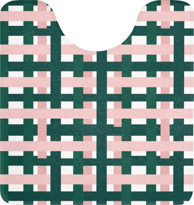 WC mat met uitsparing 55x60 cm - Antislip - Vlechtpatroon - Groen - Roze - Grafisch - Toiletmat met uitsnijding - Vloermat - Douchemat - Toilet tapijt - Toiletmatten
