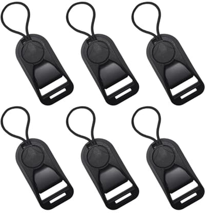 Camerariem-adapters en snelsluitclips - 6 stuks, zwart