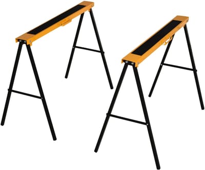 4goodz 2 stuks Zaagbok Staal Schragen 100x49x62-90 cm max 100 kg - Geel Zwart