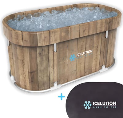 Icelution® IJsbad Ovaal XL - PREMIUM pakket - Ice bath - Ligbad - Unieke Hout look - Incl. E-BOOK