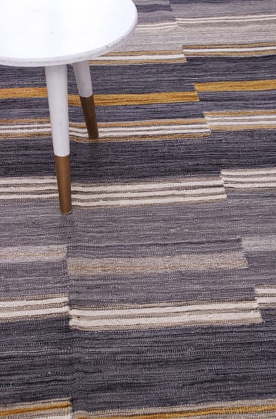 Grijs Tapijt Laagpolig Handgeweven Wollen Vloerkleed - Koho Afghan Modern Kelim 196x158 - 196x158cm- Modern - Woonkamer - Salon - Slaapkamer - Eetkamer