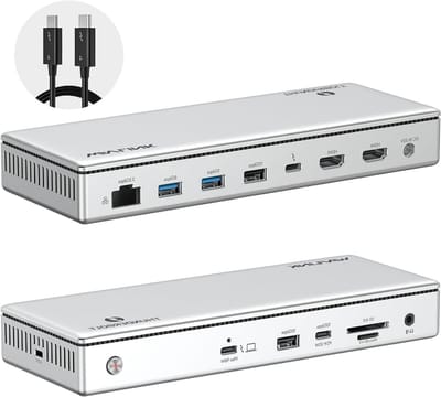 Thunderbolt Docking Station - Laptop Hub - Productiviteit Vergroten - 13-in-1 Poorten - 96W PD - Grijs