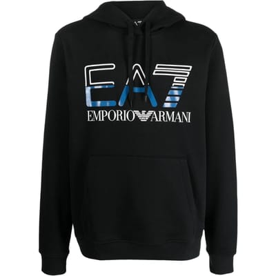 Emporio Armani EA7 SS23 Letterprint Casual Hoodie Heren sweatshirt Zwart 3RPM13-PJLSZ-1200 L gray