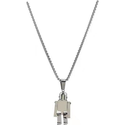 Hiphop roterende robot ketting voor mannen en vrouwen Lange veelzijdige sleutelbeenketting Springerige persoonlijkheid Ins paar Titanium stalen accessoires gray