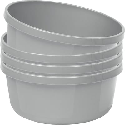 Kommen Set - Spoelbakken Bakken - Afwassen En Spoelen - Stapelbaar Ontwerp - 8 Liter 4 Stuks - Grijs