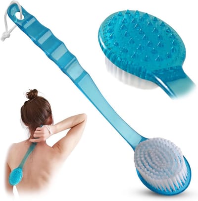 Doucheborstel Lange Steel - Rugborstel Lichaamsborstel - Huid Reinigen - Bereikt Moeilijke Plekken - 36 cm - Blauw