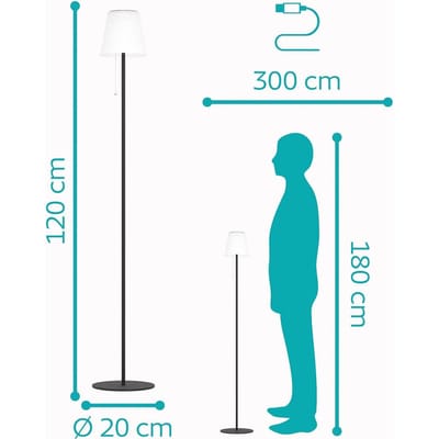 EGLO Scordiano-L Staande lamp - Oplaadbaar (tot 22 uur licht) - Solar - 120 cm - Zwart/Wit - Draadloos - Binnen en Buiten - Trekschakelaar