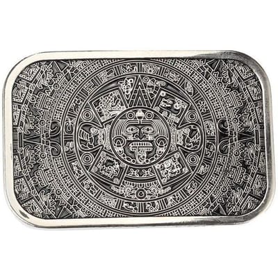 Boucle de ceinture avec calendrier solaire aztèque, motif mystérieux de la civilisation maya antique