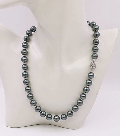 N3 Collecties Charm 10mm Zwarte schelp parel ketting met oorbellen kralen sieraden