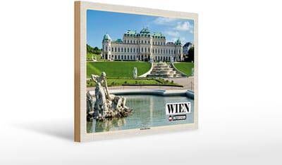 Holzschild Reise Wien Österreich Schloss Belvedere 40x30cm