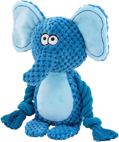 Hondenspeelgoed, hondenpiepspeelgoed met kreukelpapier, knuffeldier hond pluche kauwspeelgoed, katoenen touw, interactief speelgoed voor puppy, kleine, middelste honden (blauwe olifant)