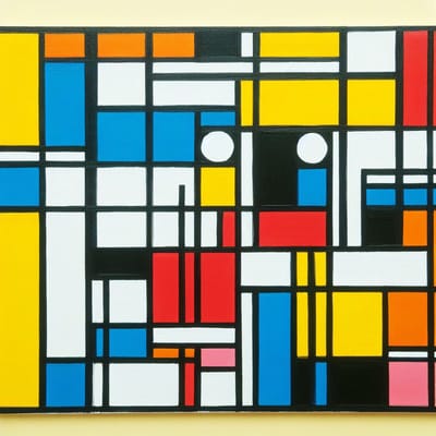Acryl mondriaan schilderij | Kleurrijke abstractie: een eigentijdse interpretatie van Mondriaan's stijl | Kunst - 100x100 centimeter op Canvas | Foto op Canvas