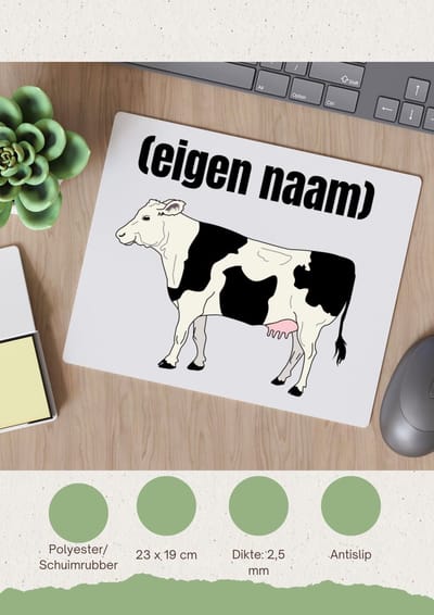 Akyol - koe met eigen naam Muismat - Koe - boeren/koeien liefhebbers - iemand die houdt van koeien - verjaardag - cadeau - kado - geschenk - 23 bij 19 cm