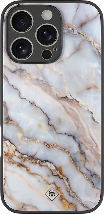 Casimoda® hoesje - Geschikt voor iPhone 16 Pro - Marble Dream - Luxe Hard Case Zwart - Backcover telefoonhoesje - Multi