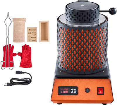 Digitale Goudsmeltoven met Keramische Smeltkroes van 5 kg, Elektrische Oven 1500 W tot Maximaal 1150 ℃, Geschikt voor Het Smelten van Metalen voor Sieraden, Staven en Onderdelen, Zwart