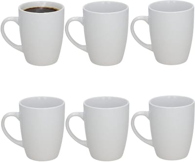 Gerimport Koffie / thee mok Mika - 6x stuks - wit - 360 ml - mokken - keramiek
