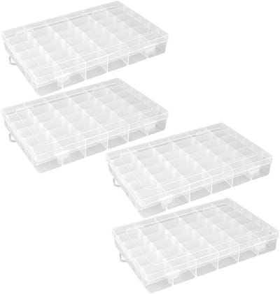 mit Herz Sorteerdozen voor kleine onderdelen, opbergdozen, elk 36 vakken van 4,3 x 2,7 cm, afmetingen: 27,2 cm x 17,5 cm x 4,5 cm, inzetdozen, assortimentsdozen, sorteerdozen om te knutselen, 4
