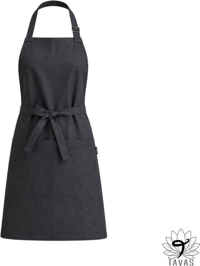 Culinary Keukenschort - Donkergrijs - Linnenlook - 60x80 cm - Kookschort met Zakken en 86 cm Tailleband - Horeca - Keukenschort Dames - Keukenschort Heren