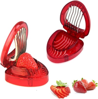 2 Stuks Aardbeien Snijder voor Keuken, Aardbeien Cutter en Slicer, Perfect voor Fruit Bereiding en Aardbeien Plakken