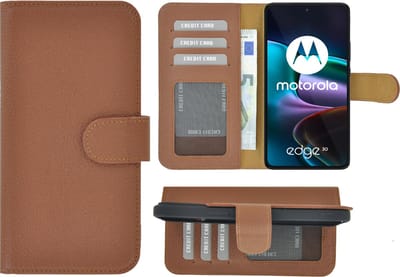 MoDo hoesje Geschikt voor Motorola Edge 30 - Leer Book Case - Bruin