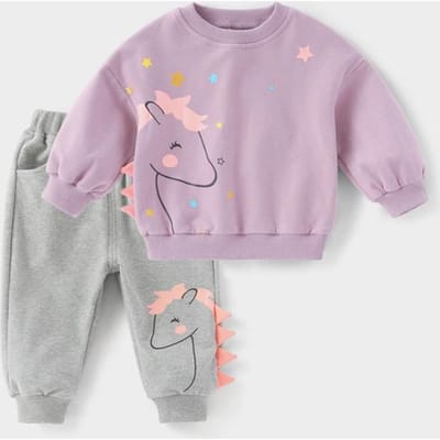 Nieuwe Lente Herfst Baby Meisjes Kleding Pak Kinderen Schattig T-shirt Broek 2 Stuks/Sets Peuter Casual Kleding Baby Kinderen Trainingspakken 12M gray