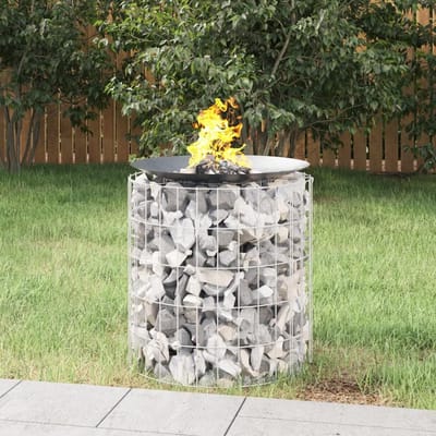 Schanskorf Tuinhaard - Terraskachel Cortenstaal - Gezellige Tuinavonden - Verzinkt IJzer Constructie - Diameter 50 cm - Zilverkleurig