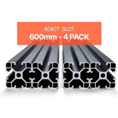 VEVOR 4-delige set 600 mm T-sleuf 4040 aluminium extrusieprofiel, geanodiseerde lineaire rail volgens Europese norm, sleufprofiel voor 3D-printers, CNC-machines, doe-het-zelf, lasergraveren, zwart