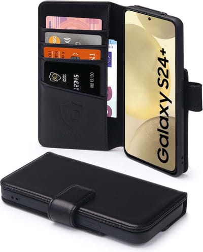 MobyDefend Hoesje - Geschikt voor Samsung Galaxy S24 Plus (S24+) - Luxe Leren Wallet Bookcase - Zwart