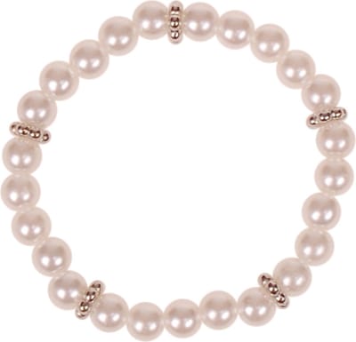 Kinderarmbandje - Ivoorkleur - Imitatiepareltjes 6mm - Spacers - Elastisch