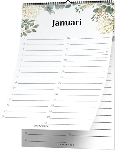 Systemyze Verjaardagskalender Volwassenen – Verjaardagskalenders – Wandkalender – 23 x 16cm – Botanic Leaves