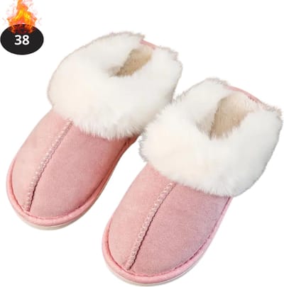 Nivard Warme Pantoffels - Sloffen - Slippers - Dames - Heren - Pluche - Maat 38 - Roze