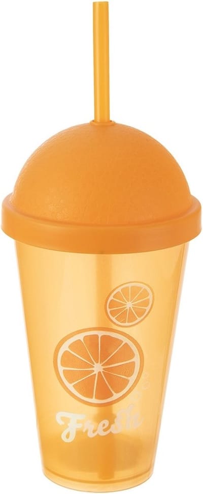 Mok Plastic met Deksel en Rietje 450 ml - Koffiemok - Theebeker - Koffie - Beker