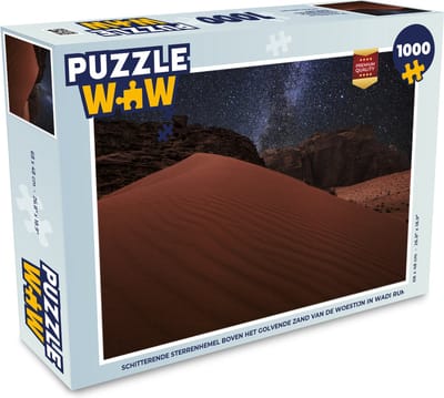 Puzzel Schitterende sterrenhemel boven het golvende zand van de woestijn in Wadi Rum - Legpuzzel - Puzzel 1000 stukjes volwassenen